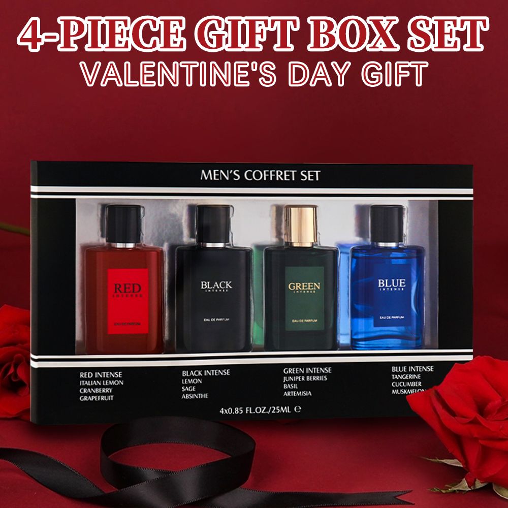 4-Piece Set, Men's Eau De Toilette Spray Gift Box, Long Lasting Fragrance, 4 Different Flavor, 0.85fl.oz/bottle, Valentine's Day And Other Festivals