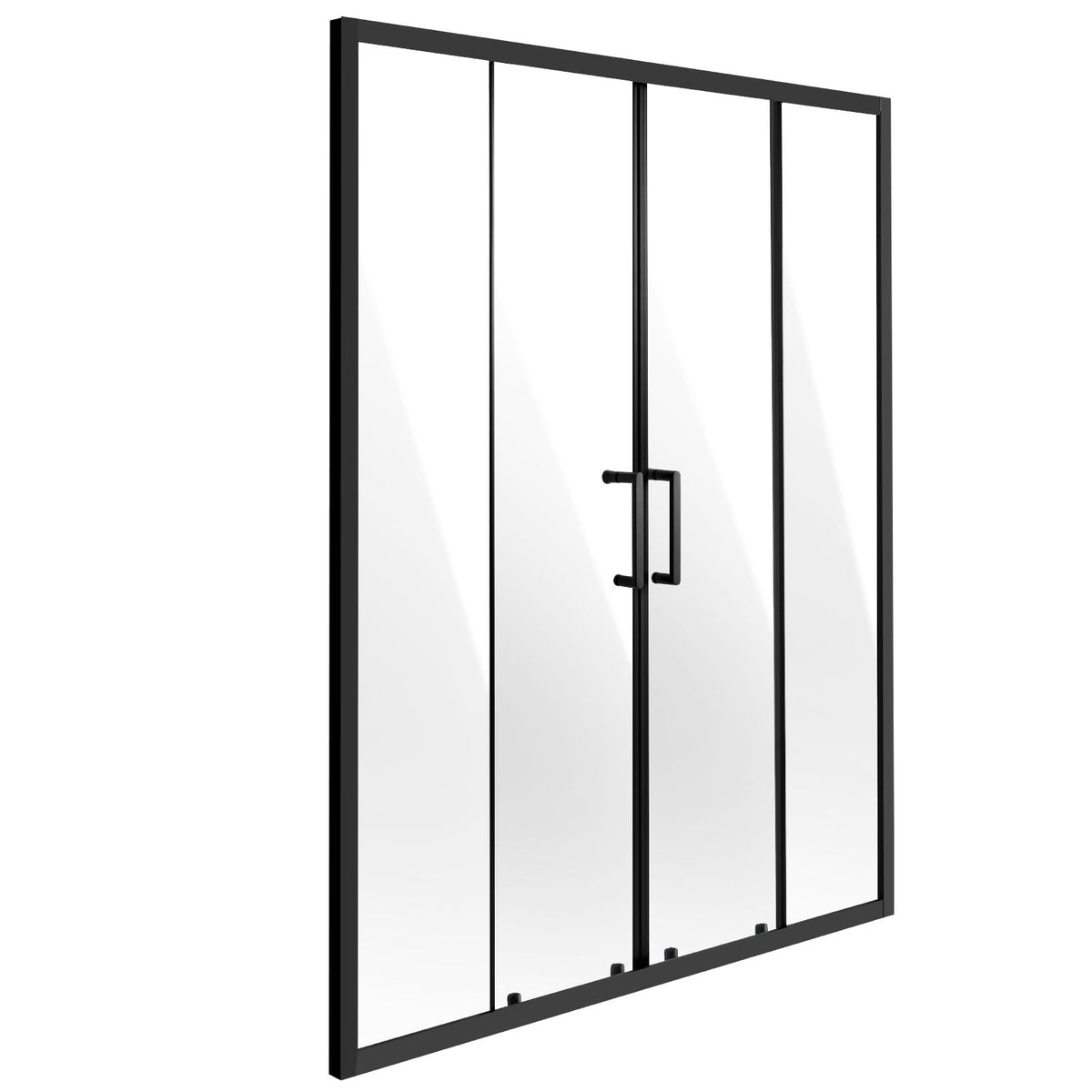 Semi-frameless Shower Door, 57.8-59 W x 70 H in, Double Sliding Glass Door- Matte Black