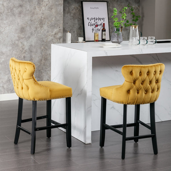 Yellow Velvet Barstool BLAKHOM