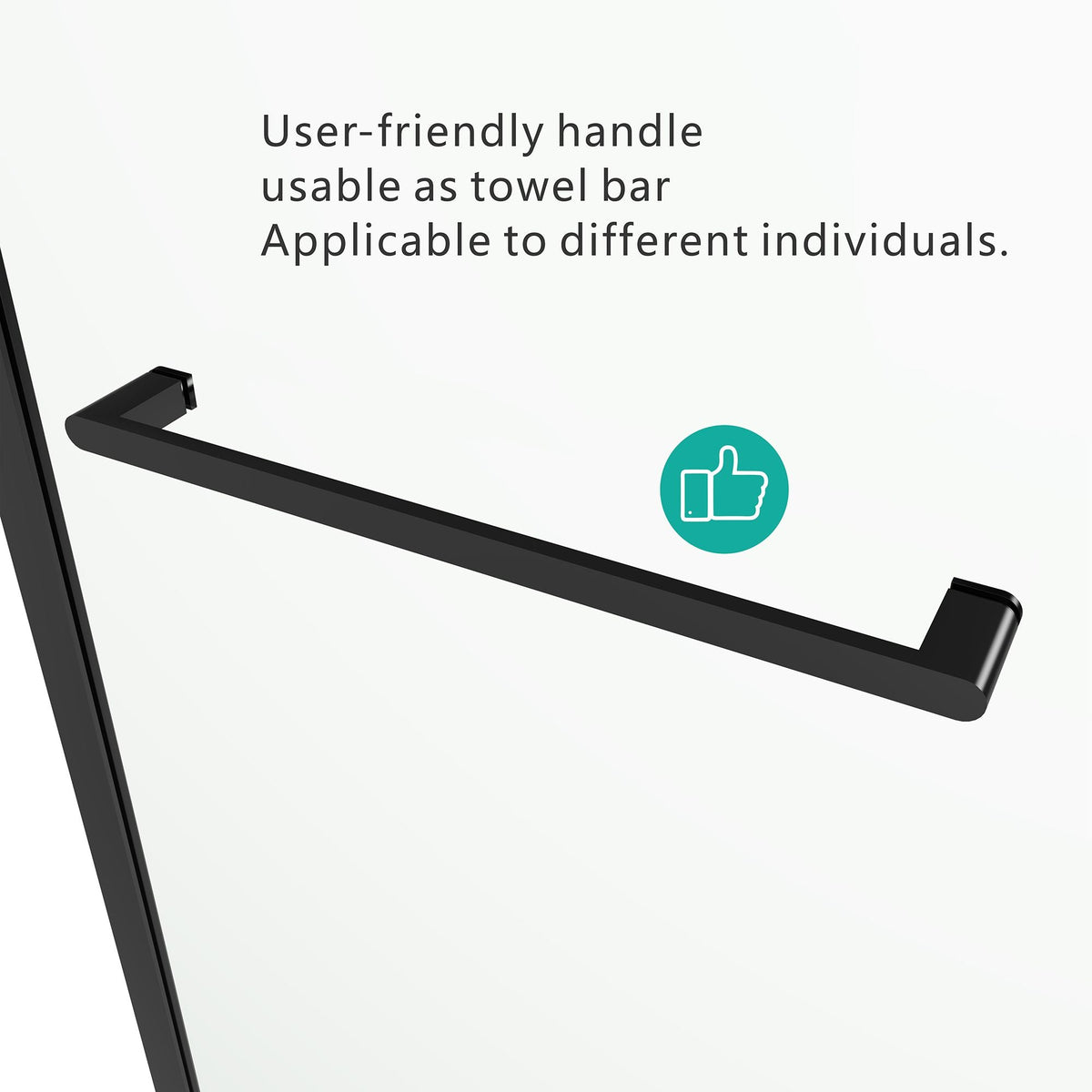 Sliding Shower Door, 8mm Frameless Glass Shower Door with Matte Black Hardware, Towel Bar and Handle, S-RM6076TB 56-60