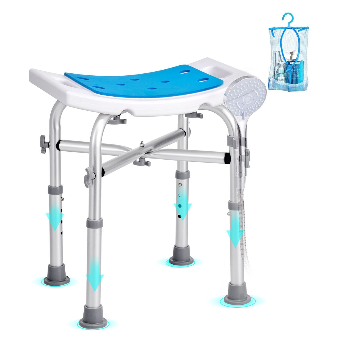 Shower Chair Adjustable Height Non-Slip Bath Stool 500 lbs
