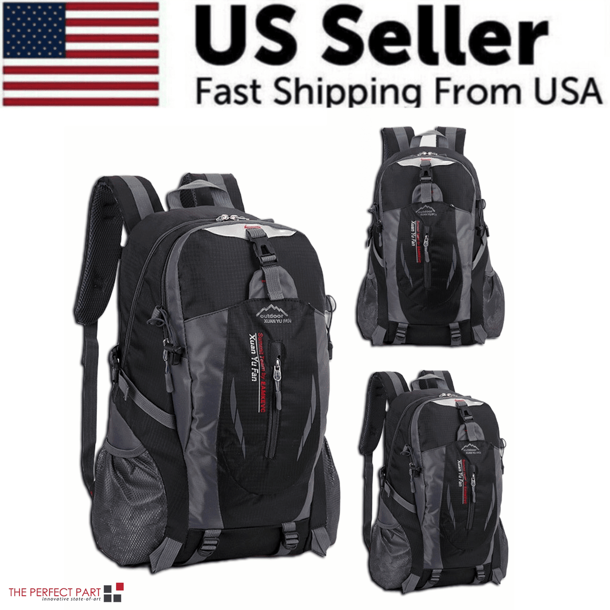 40L Men Women Travel Backpack Camping Laptop Hiking School Book Bag USA
