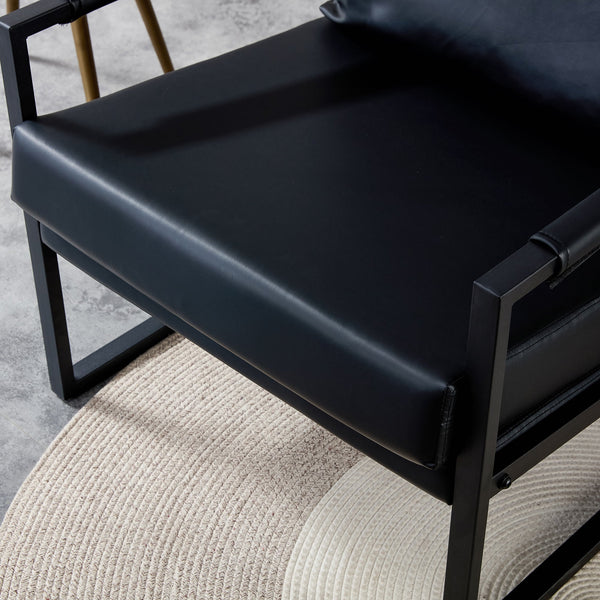 PU Leather Accent Mid Century Arm Chair