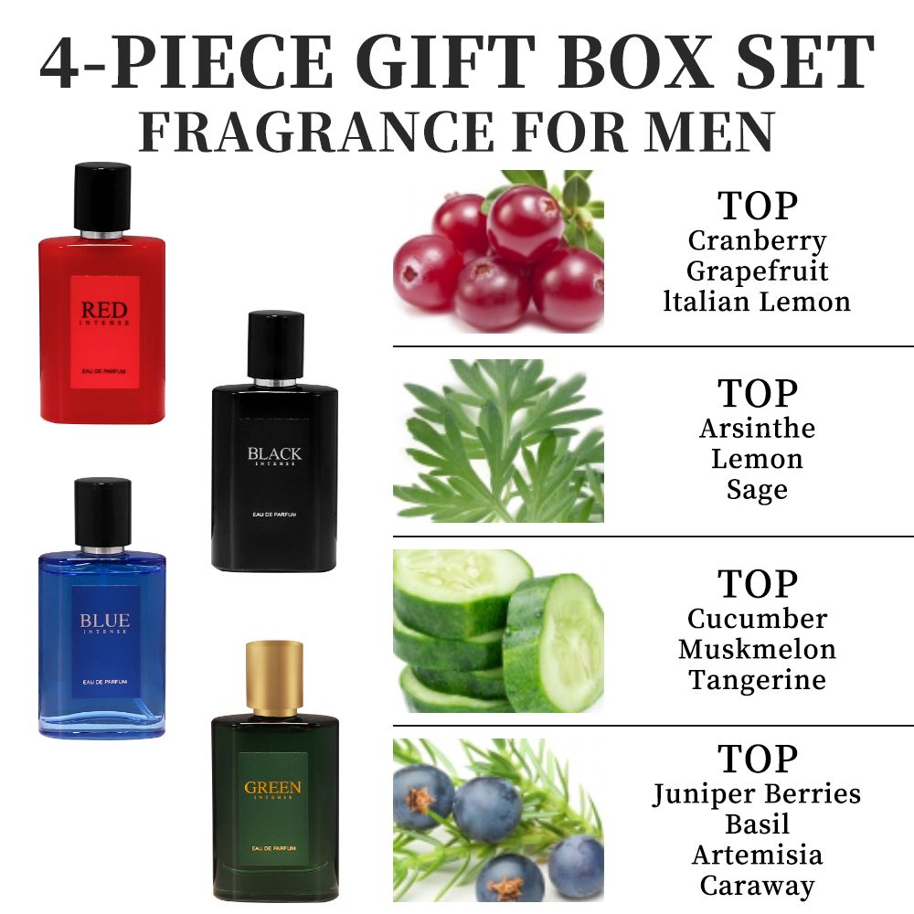4-Piece Set, Men's Eau De Toilette Spray Gift Box, Long Lasting Fragrance, 4 Different Flavor, 0.85fl.oz/bottle, Valentine's Day And Other Festivals