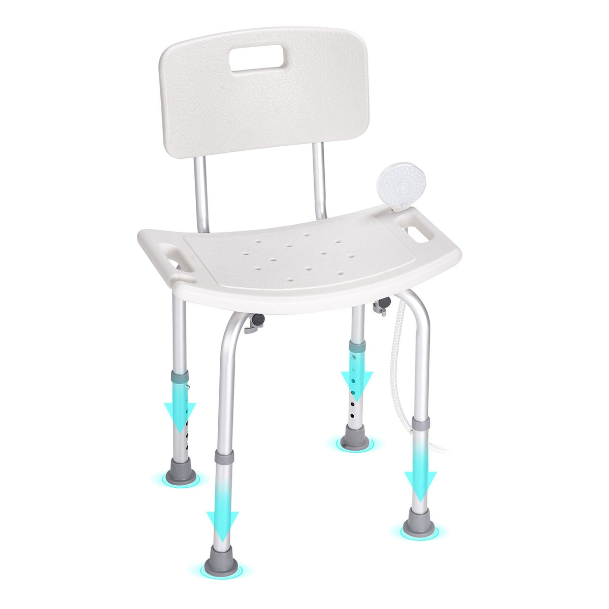 Shower Chair with Back Adjustable Non-Slip Bath Seat 350 lbs