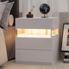 LED Nightstands 3 Drawer Dresser for Bedroom End Table with Acrylic Board LED Bedside Tables for Bedroom Living Room Bedside Furniture (White) - White