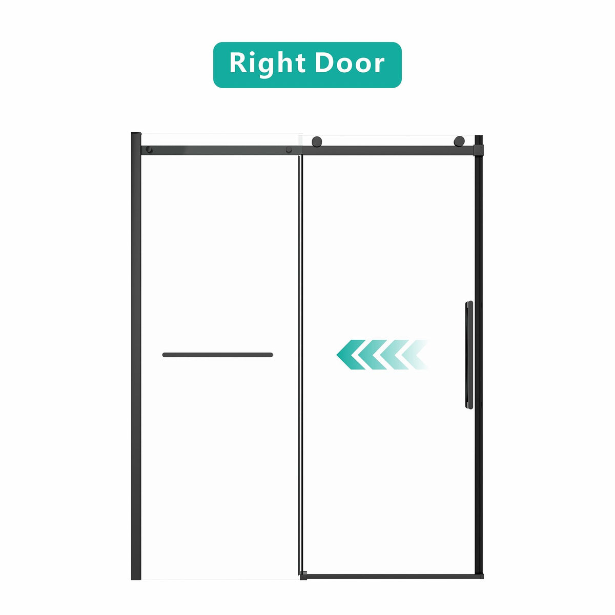 Sliding Shower Door, 8mm Frameless Glass Shower Door with Matte Black Hardware, Towel Bar and Handle, S-RM6076TB 56-60