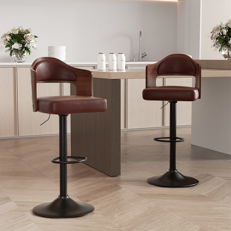 Set of 2  Wooden Barstools PU Leather Upholstered Bar Chairs BLAKHOM