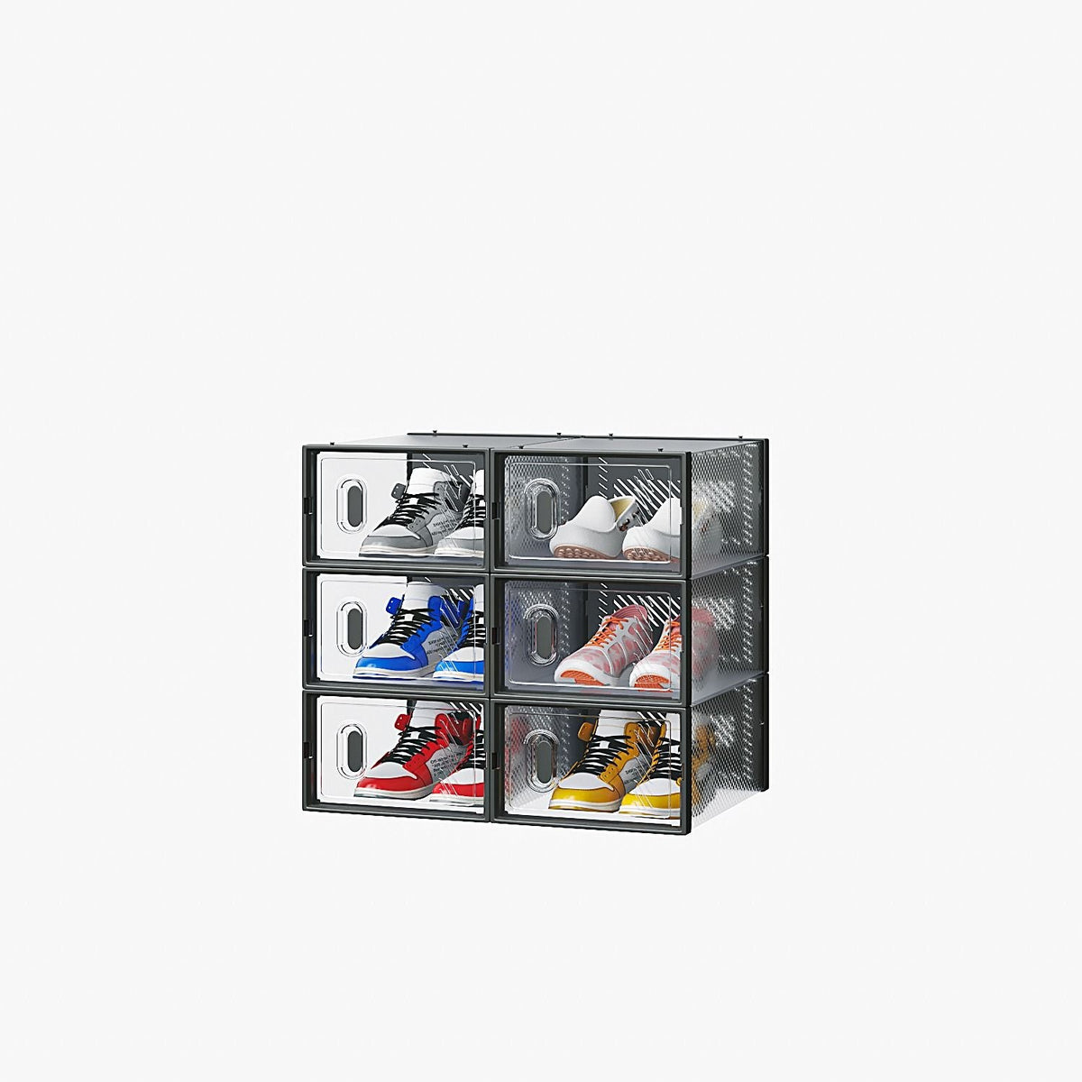 6/12/18/24/36PCS Stackable Shoe Storage Cabinet with Clear Front Door Plastic Sneaker Organizer