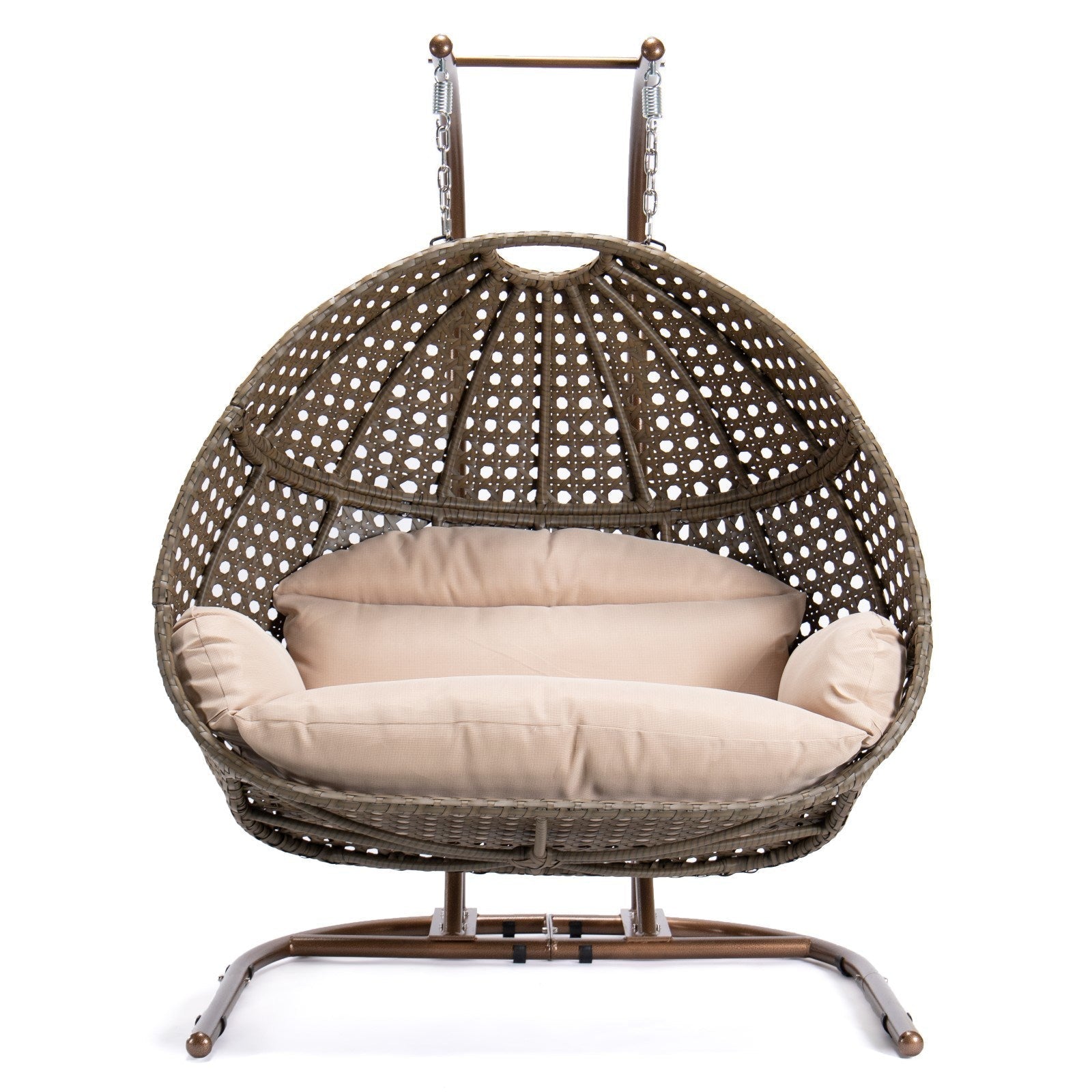 Brown Wicker Hanging Double-Seat Swing Chair BLAKHOM