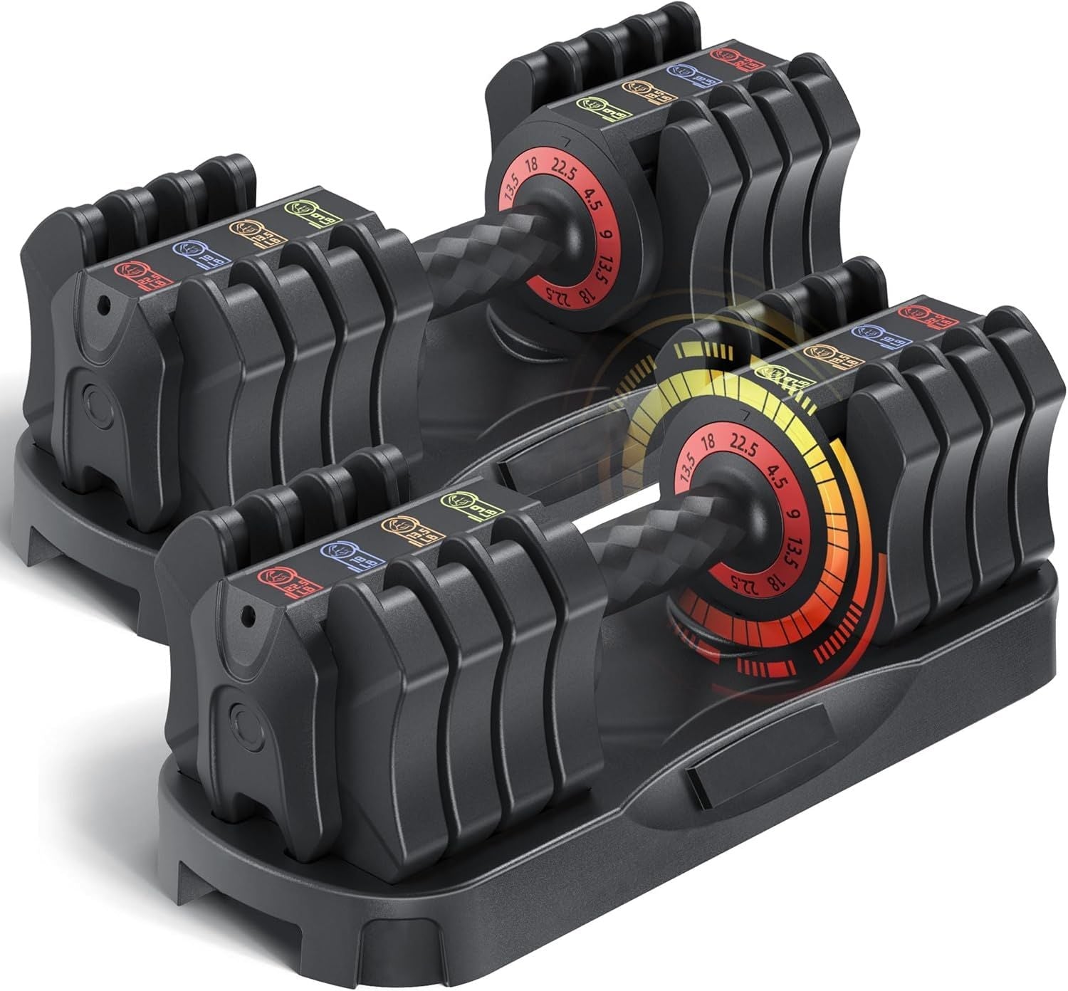 Adjustable Dumbbell Set of 22.5LB Set-1Sec Adjustable Dumbbell Weights-5 in 1 Free Weights Dumbbells Set with Effortless Tray/No-Slip Handle-Compact Size for Women/Men at Home Gym Berry Charmz