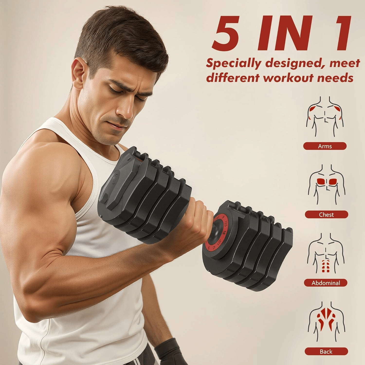 Adjustable Dumbbell Set of 22.5LB Set-1Sec Adjustable Dumbbell Weights-5 in 1 Free Weights Dumbbells Set with Effortless Tray/No-Slip Handle-Compact Size for Women/Men at Home Gym Berry Charmz