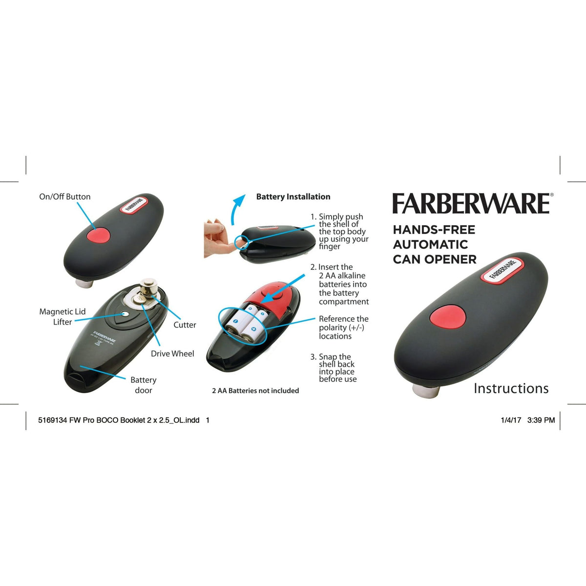 Hands-Free Electric Can Opener Battery Operated | Compact Smooth Edge