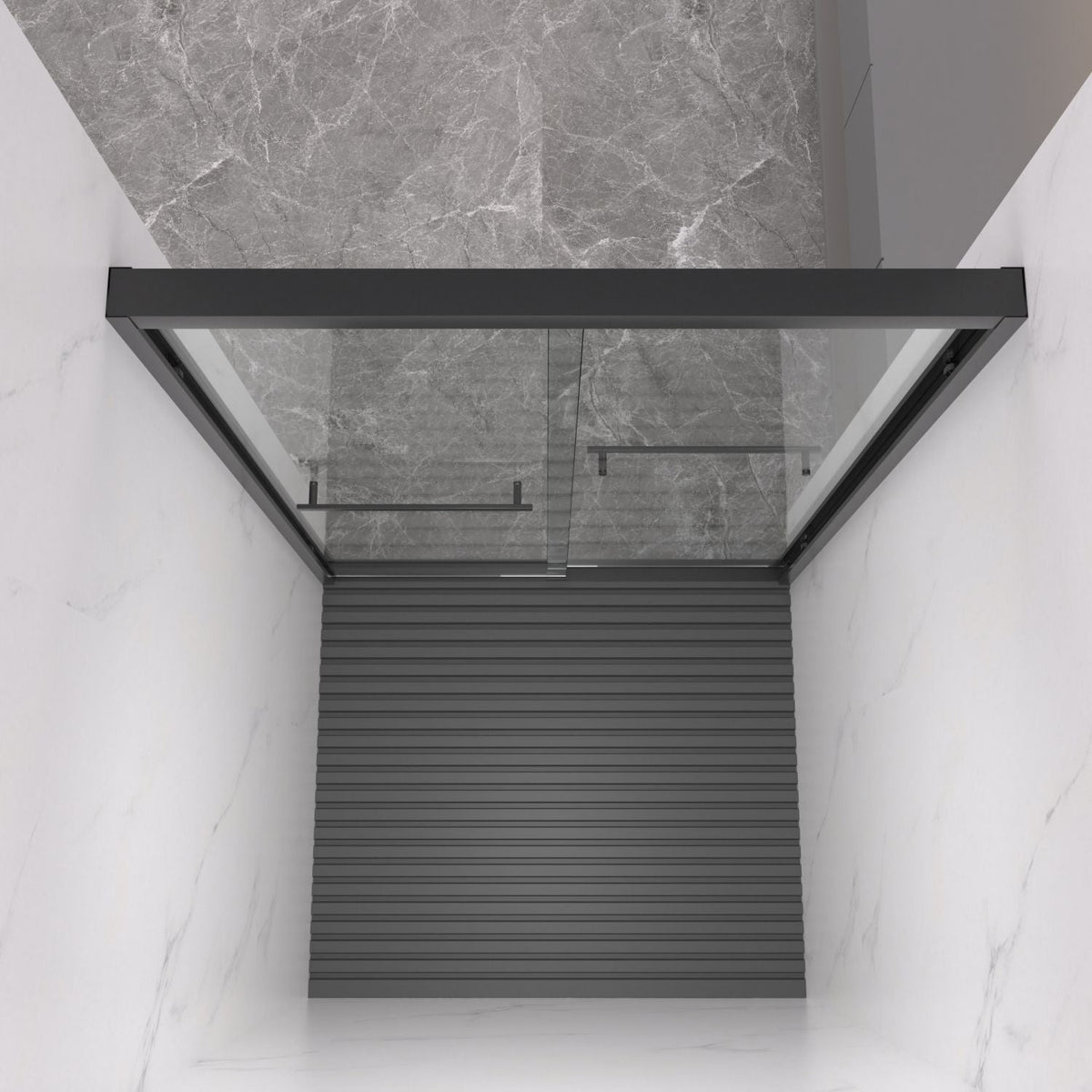 Aluminum Frame Double Sliding Shower Door, Bypass Bathroom Sliding Door with Premium 5/16
