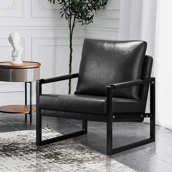 PU Leather Accent Mid Century Arm Chair