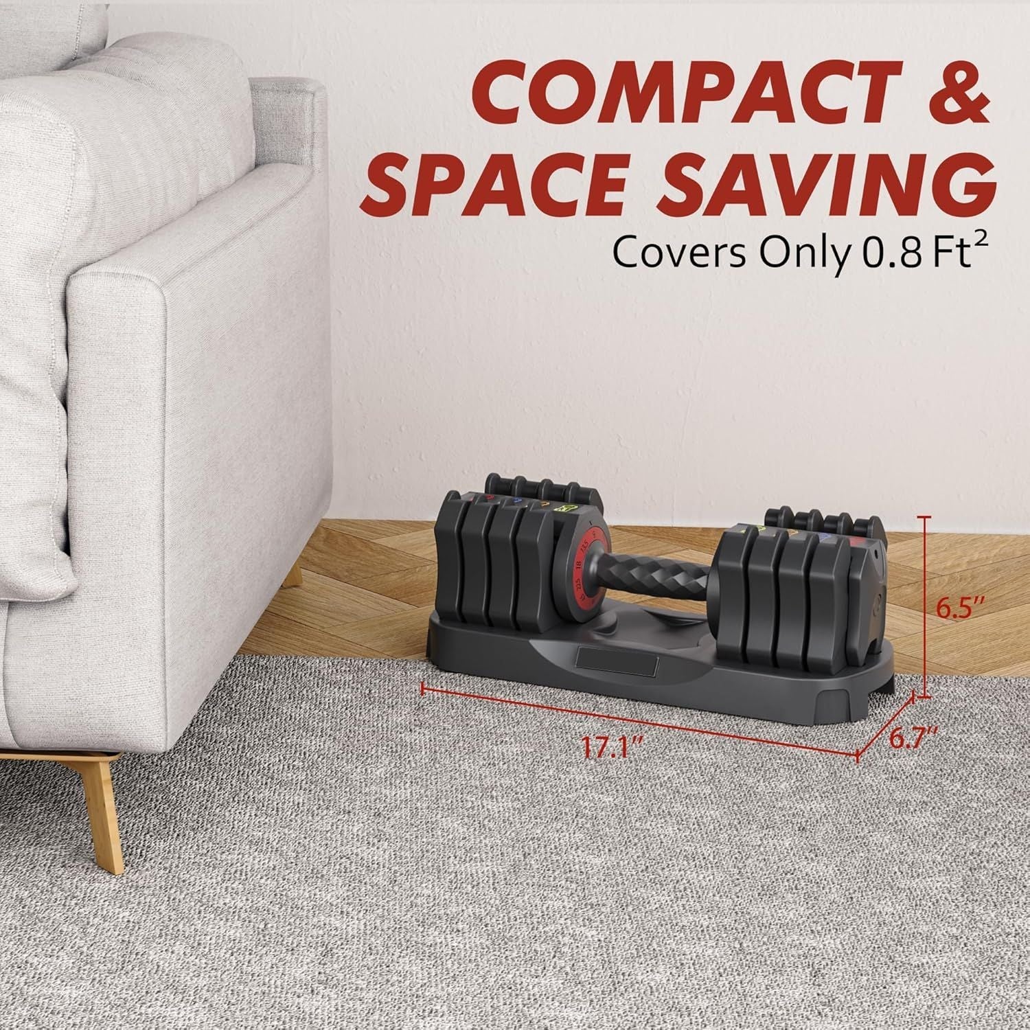 Adjustable Dumbbell Set of 22.5LB Set-1Sec Adjustable Dumbbell Weights-5 in 1 Free Weights Dumbbells Set with Effortless Tray/No-Slip Handle-Compact Size for Women/Men at Home Gym Berry Charmz