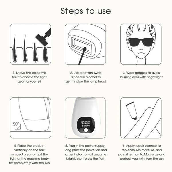 Professional Laser Epilator IPL Hair Removal Body Bikini Leg Depilatory Devic 900,000 Flashes 5 Levels Epilator Painless Electric Epilator Machine