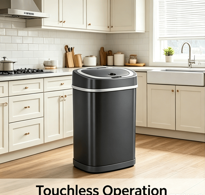 Automatic Sensor Trash Can, Stainless Steel Touch-Free Garbage Bin with Odor Sealing Lid, Waterproof Smart Waste Bin for Kitchen Bathroom Bedroom Office Home Indoor Use