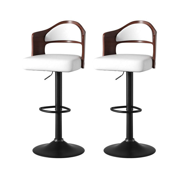 Set of 2  Wooden Barstools PU Leather Upholstered Bar Chairs BLAKHOM