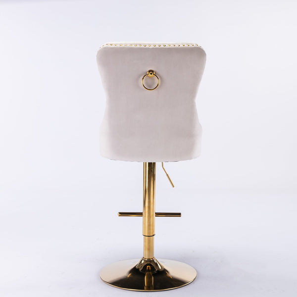Set of 2 Thick Golden Swivel Velvet Barstools BLAKHOM