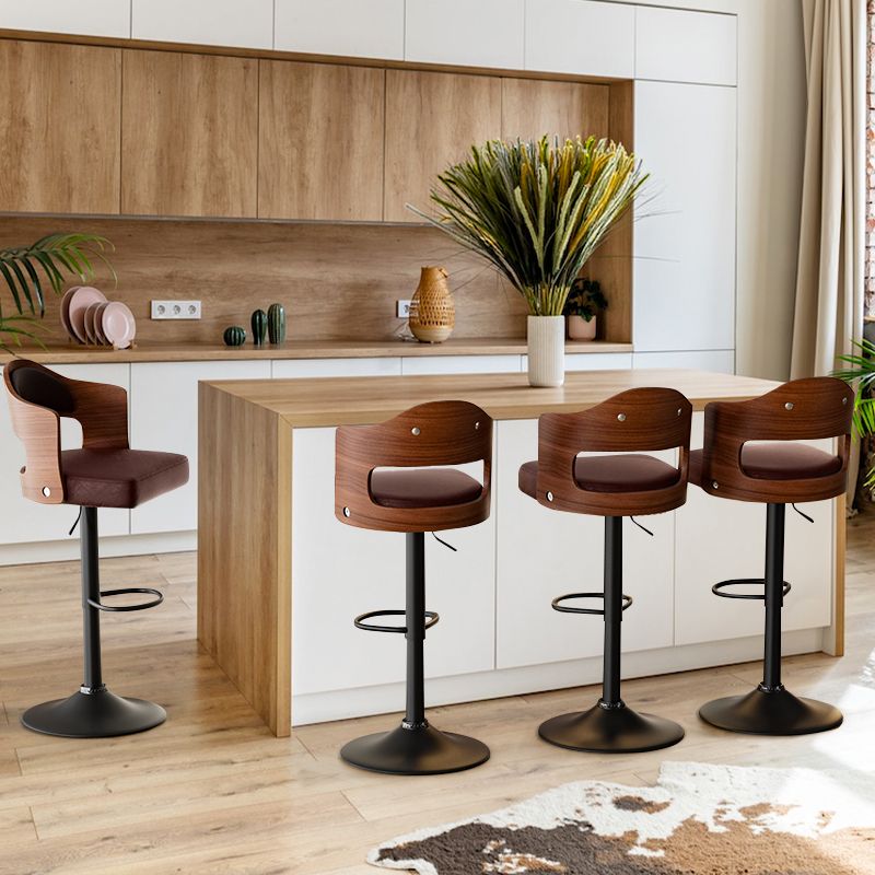 Set of 2  Wooden Barstools PU Leather Upholstered Bar Chairs BLAKHOM