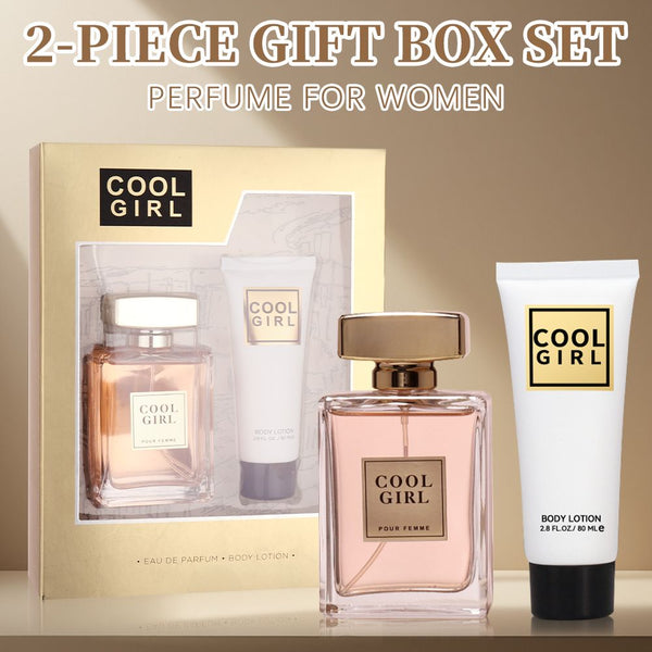 2-piece set, women's perfume spray and body lotion gift box, lasting fragrance, aldehydes, jasmine, ylang, orange blossom, bergamot, lemon flavor, very suitable for holiday gifts, dates, parties Berry Charmz