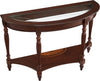 Half Moon Glass Top Oka Wood Console Table