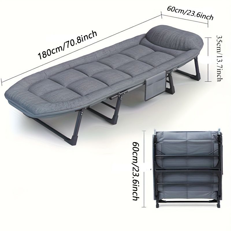1-pack American style patio folding bed, outdoor patio furniture, comfortable ergonomic single recliner, patio chaise folding bed with mattress
