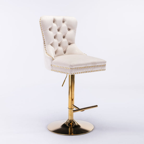 Set of 2 Thick Golden Swivel Velvet Barstools BLAKHOM
