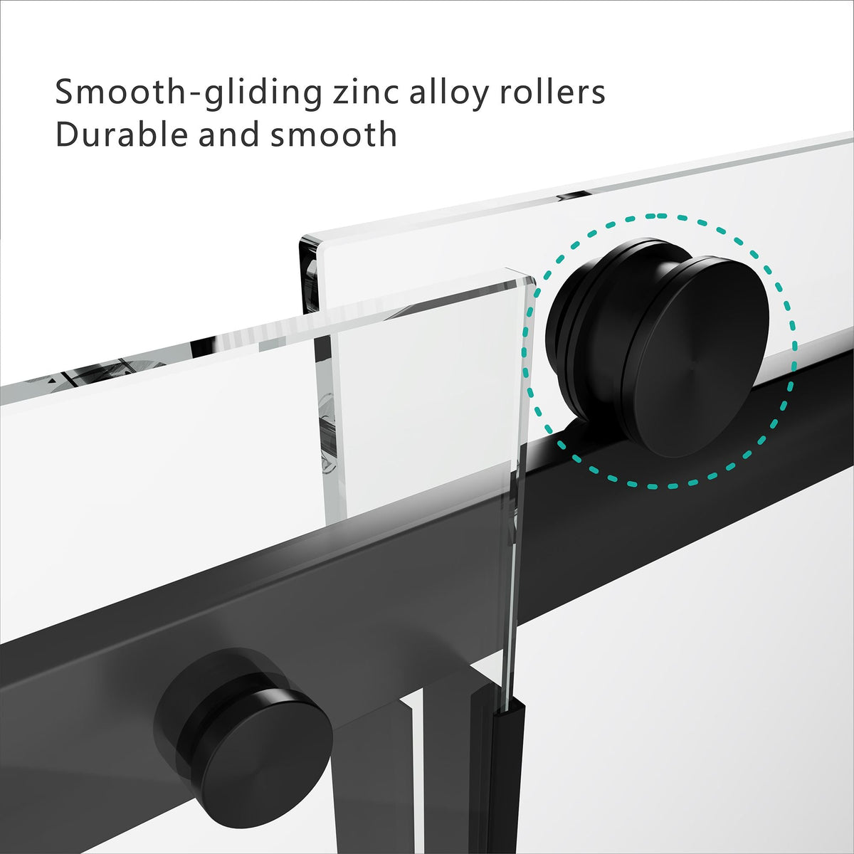 Sliding Shower Door, 8mm Frameless Glass Shower Door with Matte Black Hardware, Towel Bar and Handle, S-RM6076TB 56-60