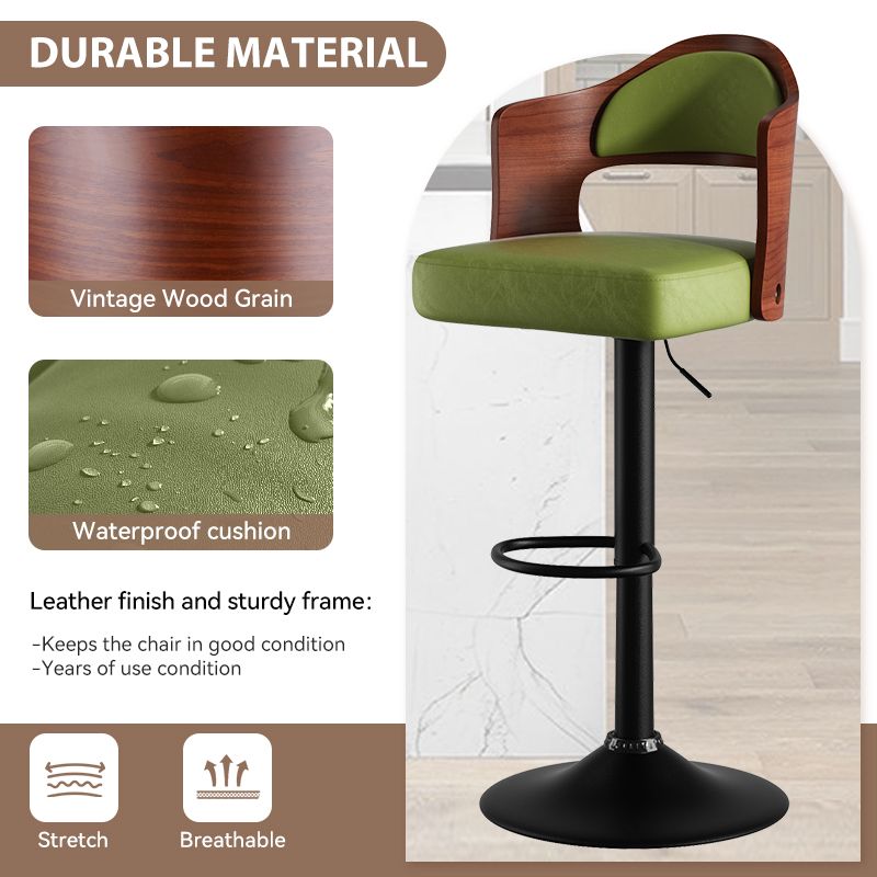Set of 2  Wooden Barstools PU Leather Upholstered Bar Chairs BLAKHOM