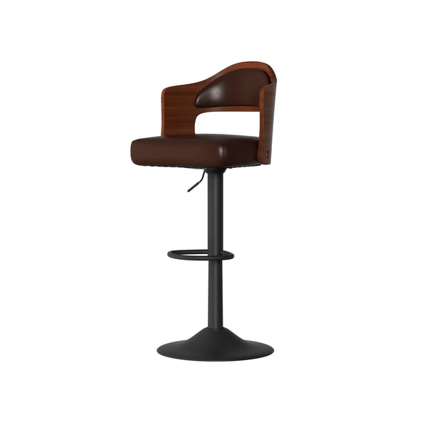 Set of 2  Wooden Barstools PU Leather Upholstered Bar Chairs BLAKHOM