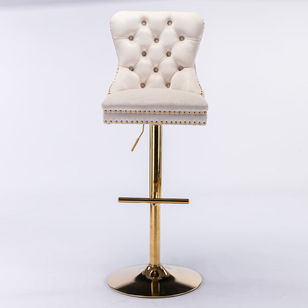 Set of 2 Thick Golden Swivel Velvet Barstools BLAKHOM