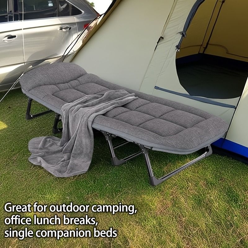1-pack American style patio folding bed, outdoor patio furniture, comfortable ergonomic single recliner, patio chaise folding bed with mattress