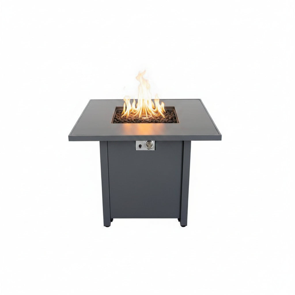 25'' H x 30'' W Steel Outdoor Fire Pit Table with Lid