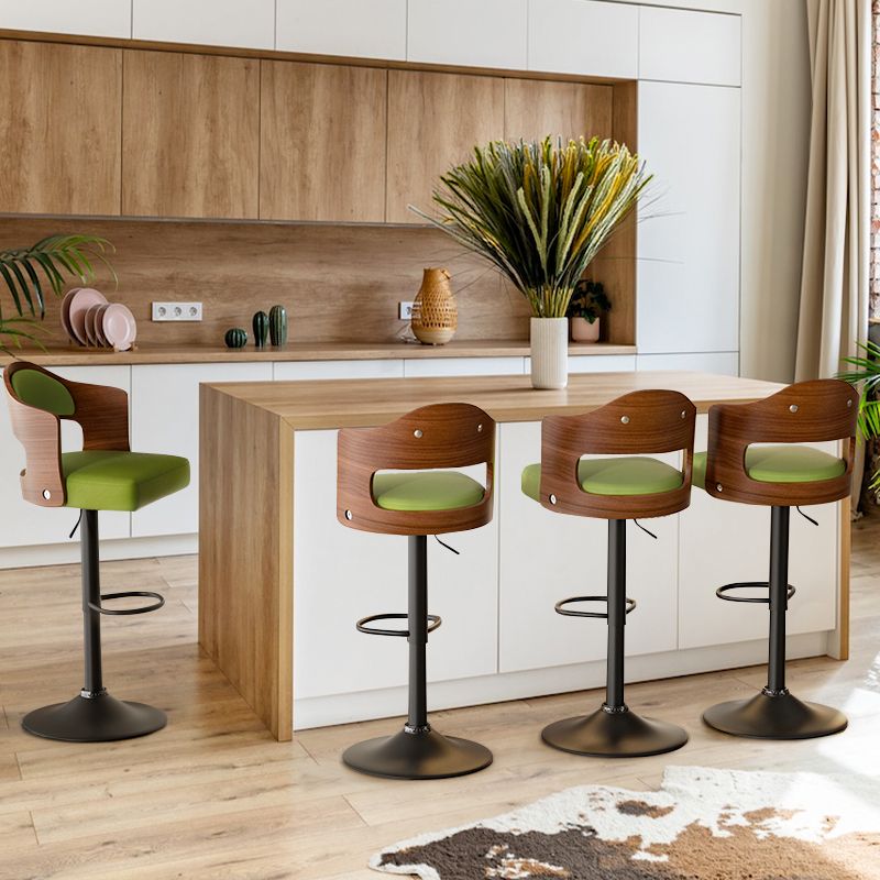 Set of 2  Wooden Barstools PU Leather Upholstered Bar Chairs BLAKHOM