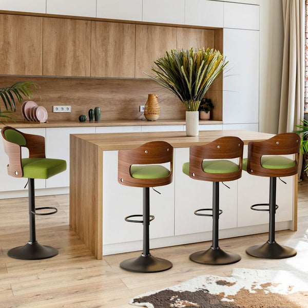 Set of 2  Wooden Barstools PU Leather Upholstered Bar Chairs BLAKHOM