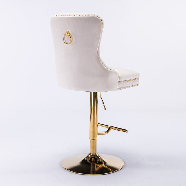 Set of 2 Thick Golden Swivel Velvet Barstools BLAKHOM