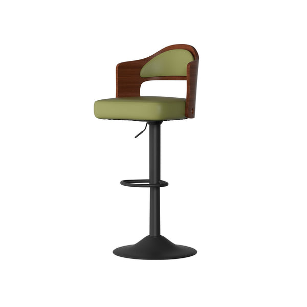 Set of 2  Wooden Barstools PU Leather Upholstered Bar Chairs BLAKHOM