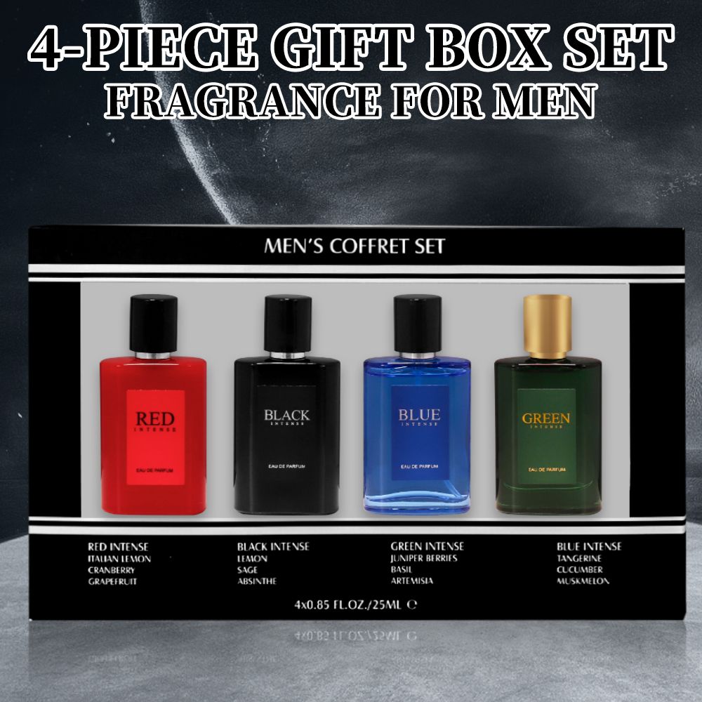 4-Piece Set, Men's Eau De Toilette Spray Gift Box, Long Lasting Fragrance, 4 Different Flavor, 0.85fl.oz/bottle, Valentine's Day And Other Festivals