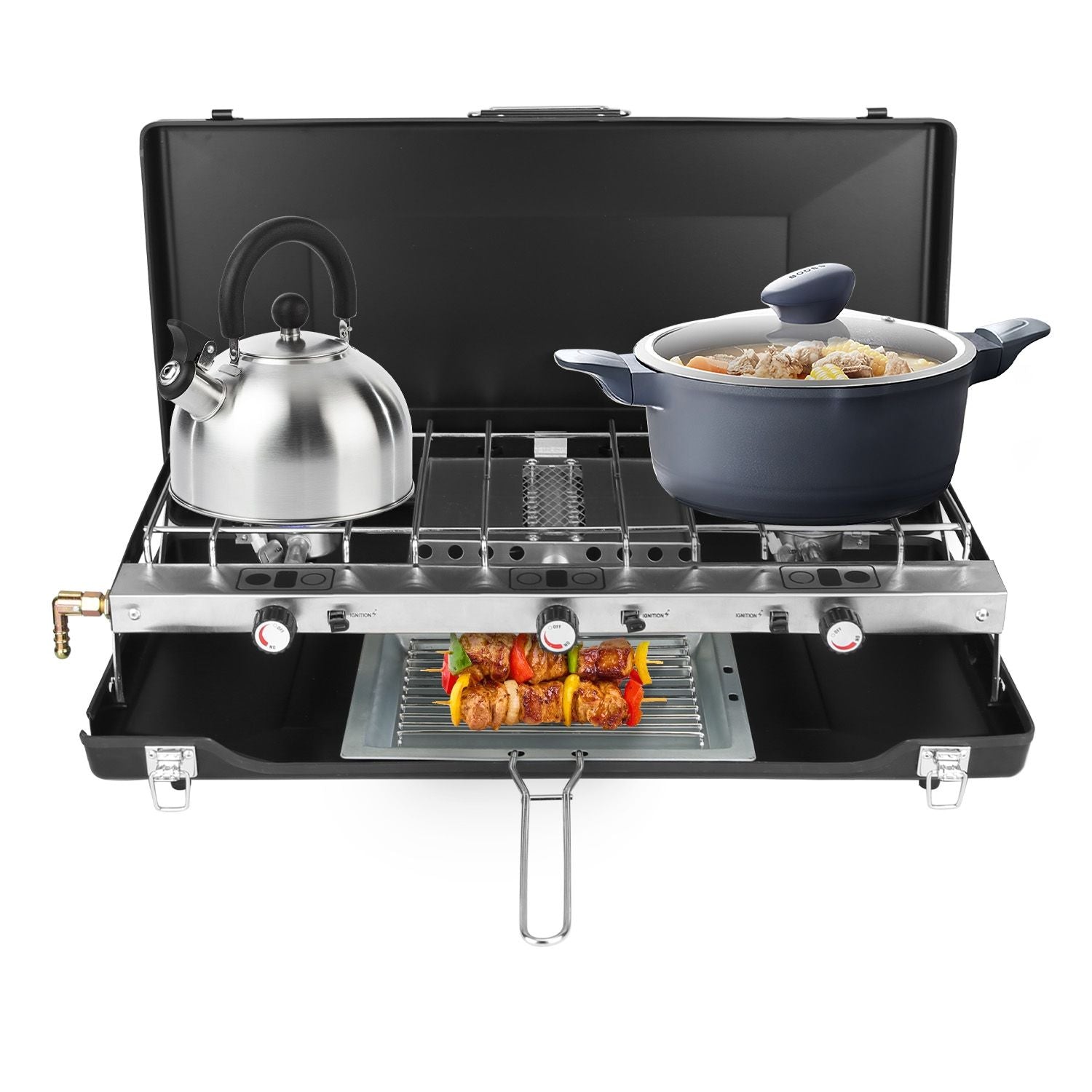 3-Burner 20,000 BTU Portable Propane Camping Stove