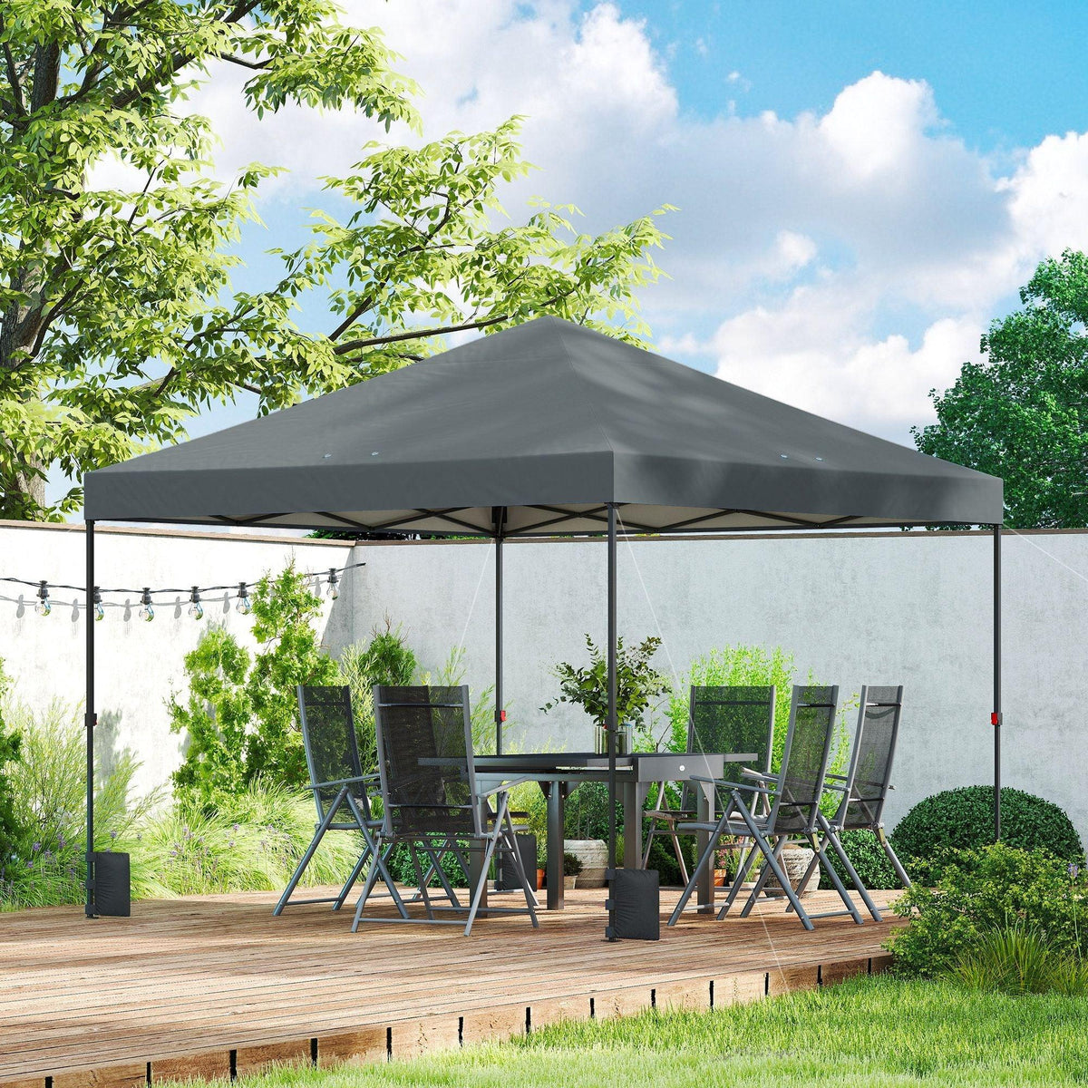 10×10 ft Pop‑Up Canopy Tent with One‑Push Setup, Outdoor Portable Instant Shelter with Roller Bag — Dark Gray