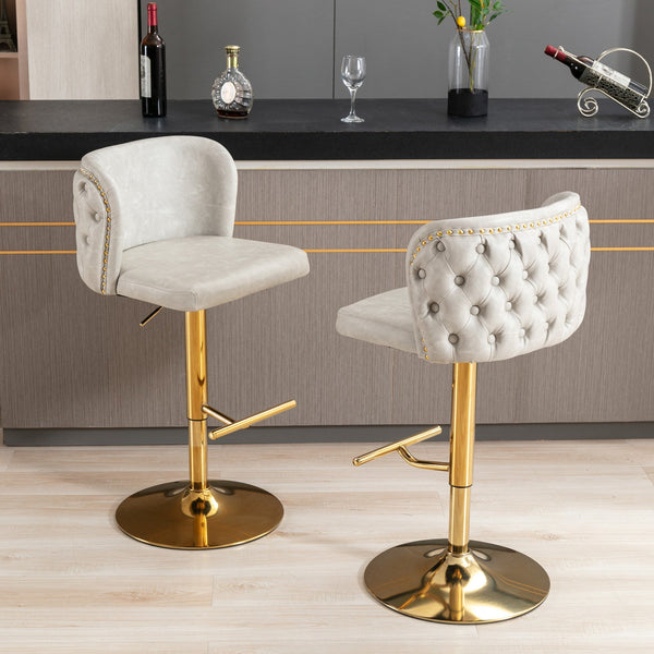 Set of 2 Modern PU Upholstered Swivel Barstools BLAKHOM