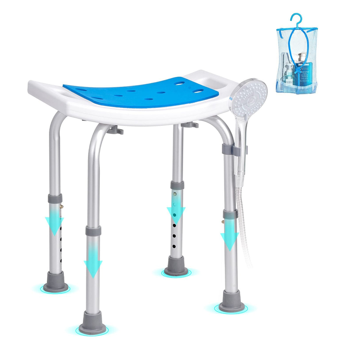 Adjustable Shower Stool with Non-Slip Feet, 350 lb Capacity