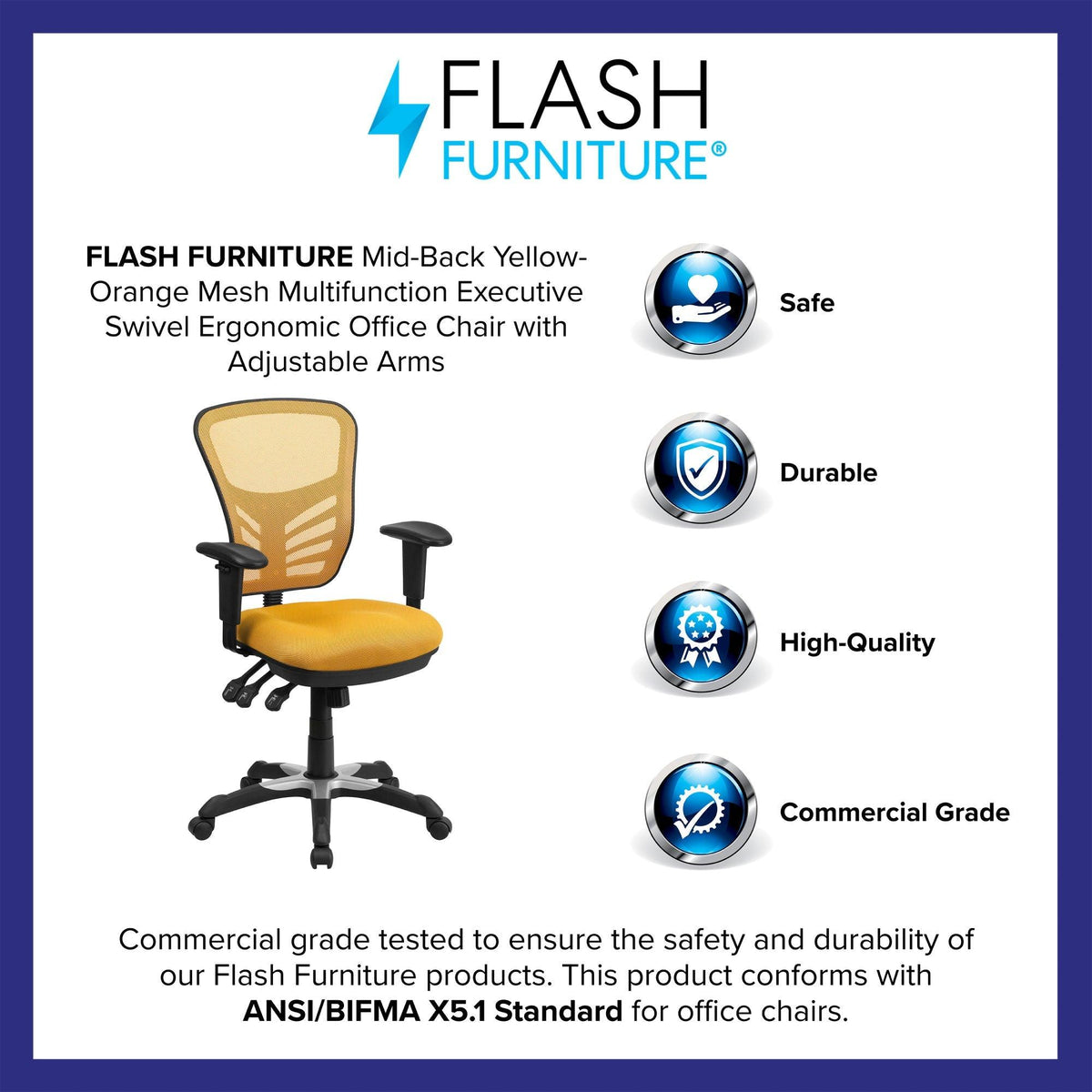 Mid-Back Mesh Swivel Office Chair with Adjustable Arms