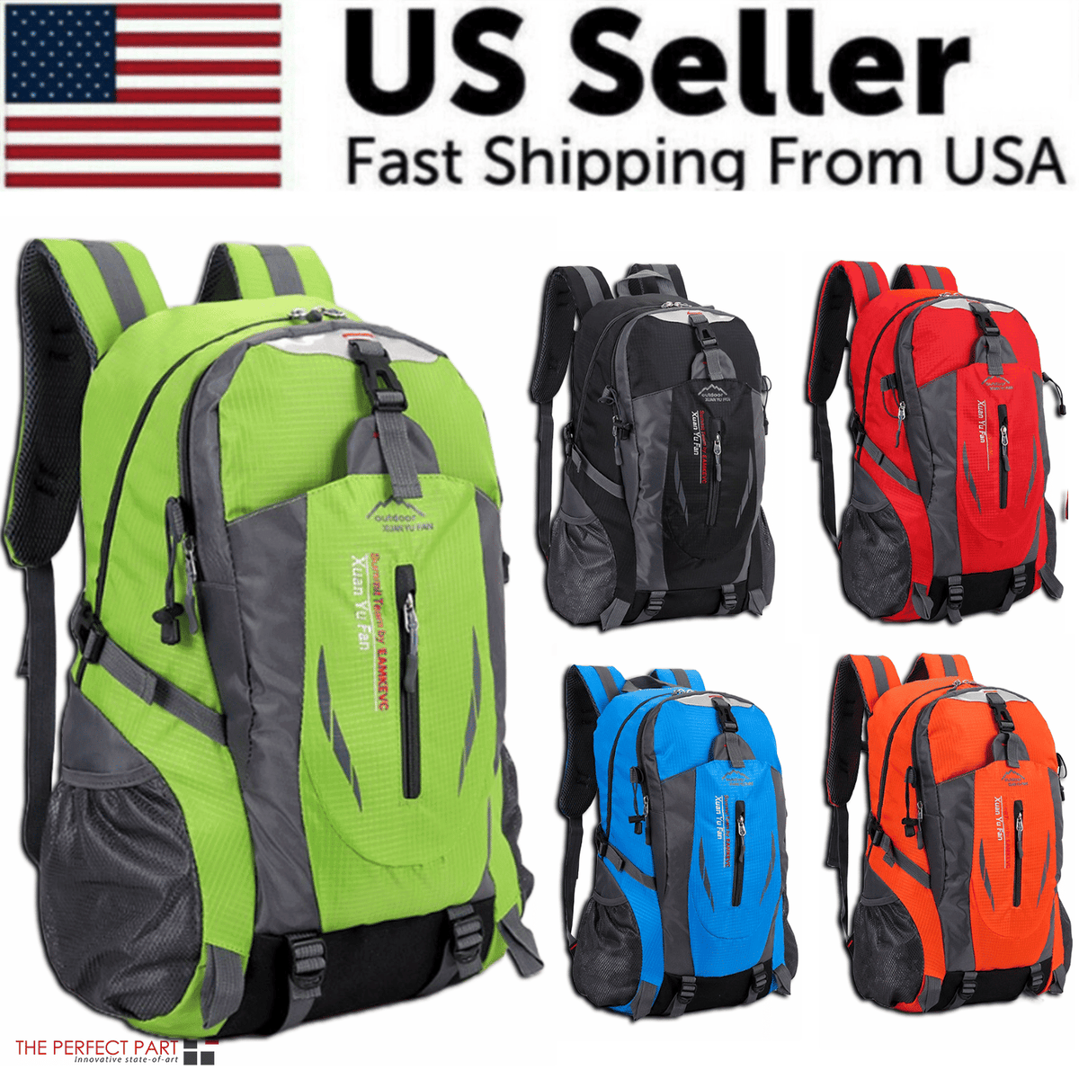 40L Men Women Travel Backpack Camping Laptop Hiking School Book Bag USA