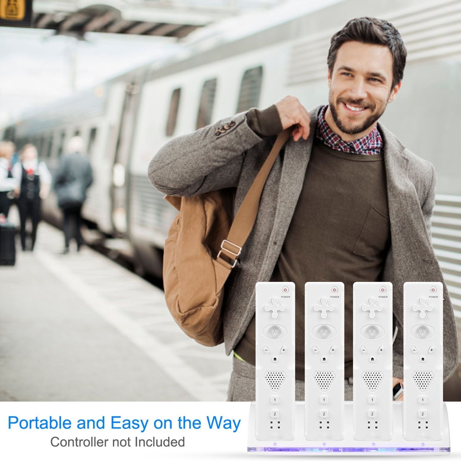 4 Remotes Charging Dock Game Controller Charger 2800mAh Rechargeable Battery Charging Stations w/ LED Indicator for Wii Nintendo Berry Charmz