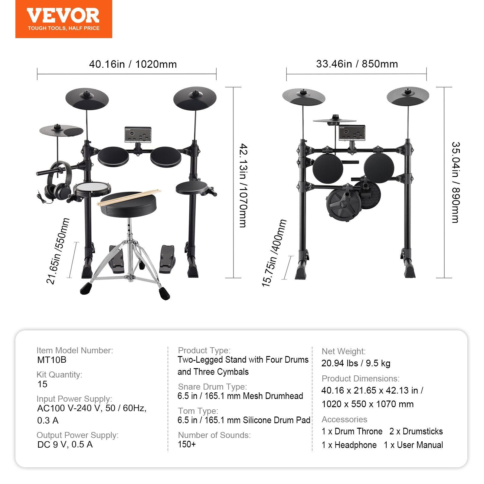 Electric Drum Set Electronic Drum Kit 150 Sounds for Beginners & Adults