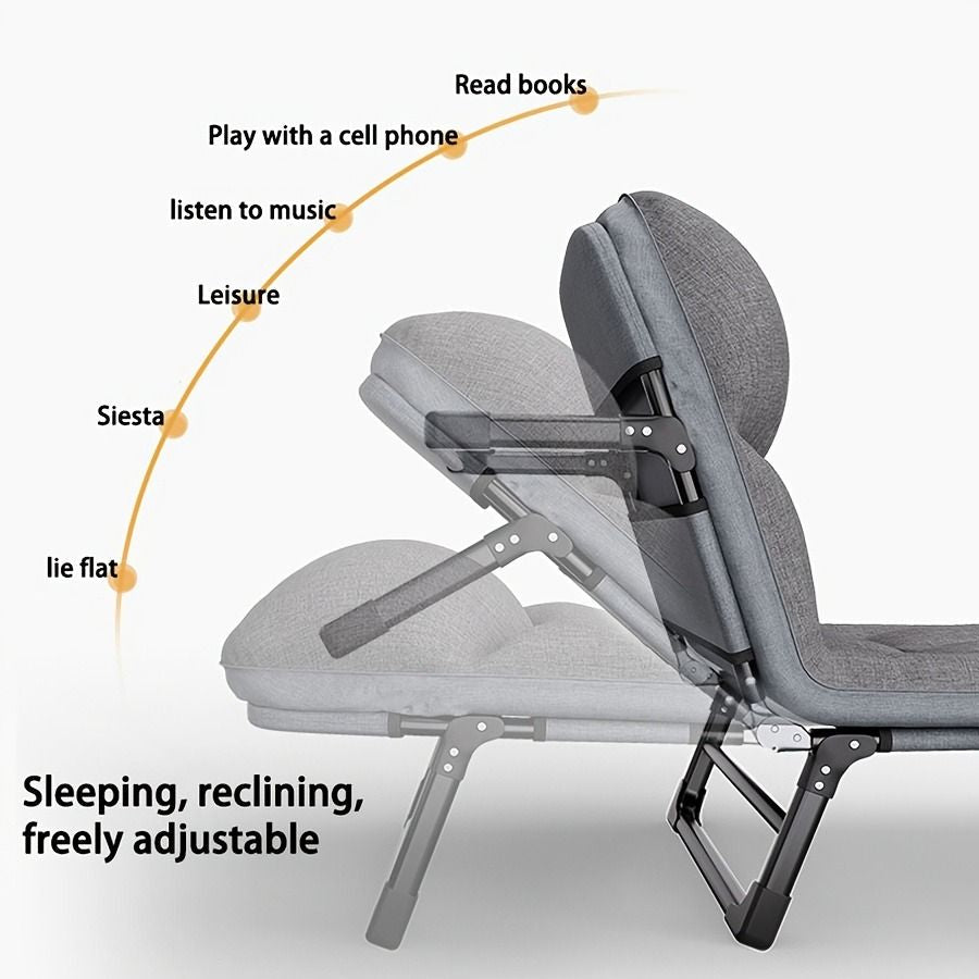 1-pack American style patio folding bed, outdoor patio furniture, comfortable ergonomic single recliner, patio chaise folding bed with mattress