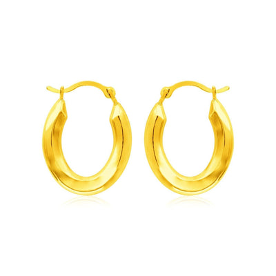 14k Yellow Gold Polished Oval Hoop Earrings